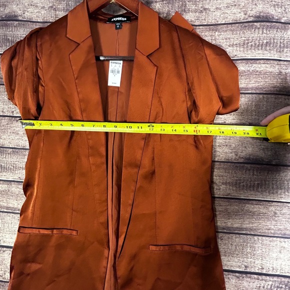 Express Boyfriend Blazer Womens S Open Front Burnt Orange 3/4 Sleeve Career NWT - Picture 12 of 12